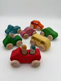 Wooden Cars Set of 7 with 3 People