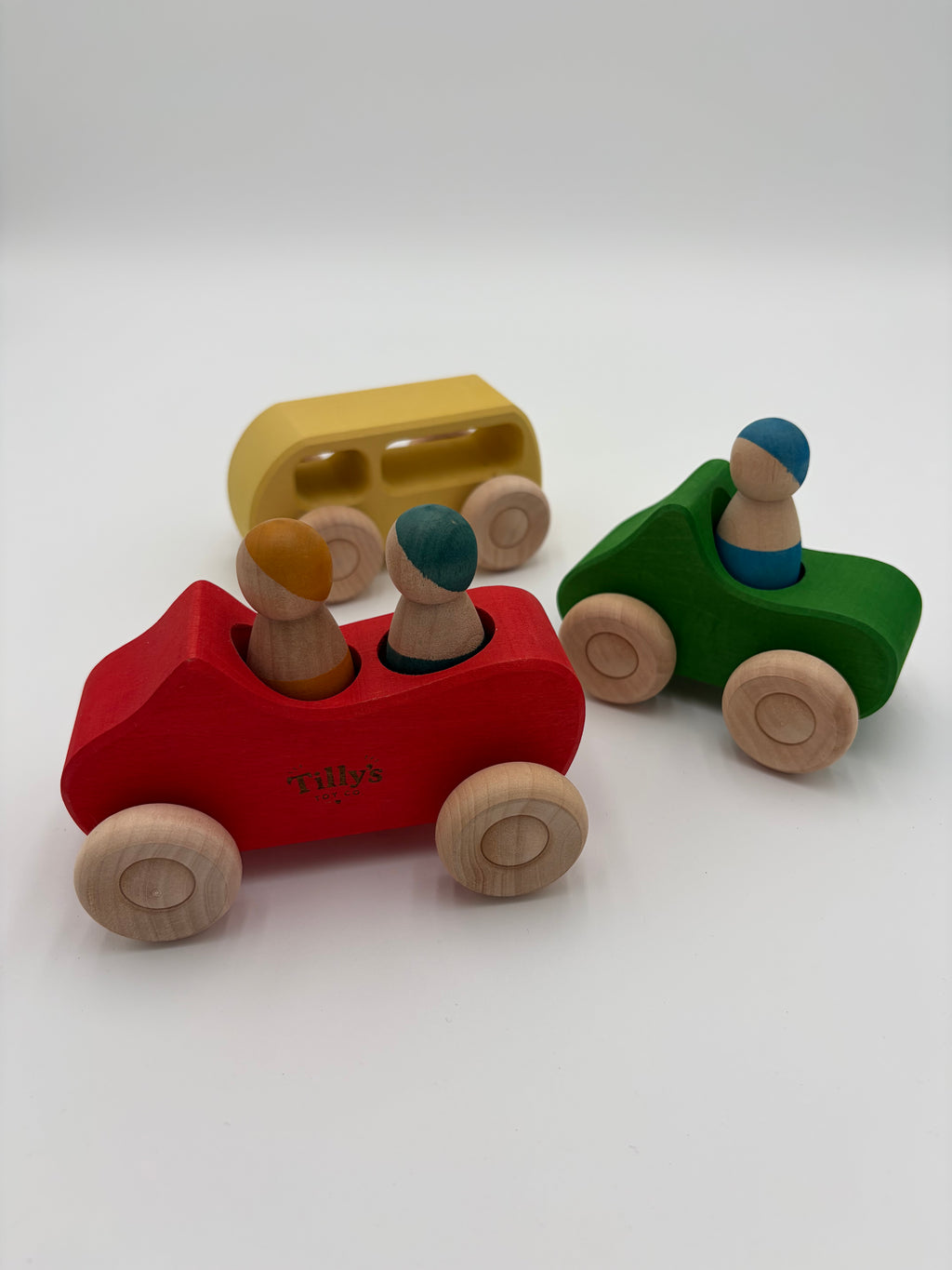 Wooden Cars Set of 7 with 3 People
